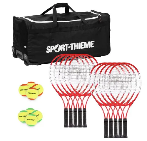 Sport-Thieme Tennisschläger Set für Kinder (Stufe 1) - Ideal für Tennisanfänger: Das Sport-Thieme Set enthält 10 leichte Junior-Tennisschläger und 24 druckreduzierte Methodikbälle, perfekt für das spielerische Erlernen der Technik.