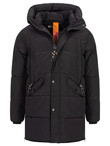Indicode Herren Kasper Herrenparka mit Kapuze | Wintermantel für Männer Black, L