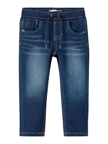 NAME IT Baby Boys NMMRYAN Slim SWE Jeans 2472-TH NOOS - Jungen-Jeanshosen, Dunkelblauer Denim mit verstellbarem, elastischem Bund für perfekten Sitz und Komfort.
