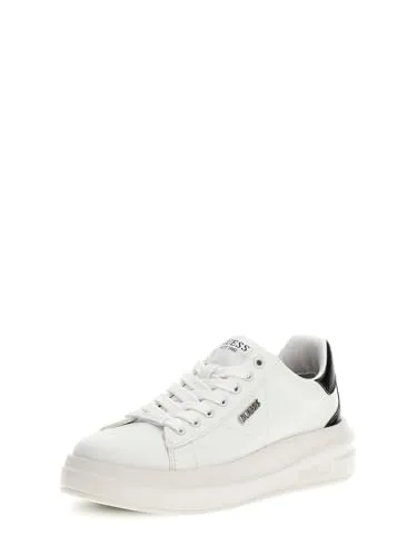 GUESS elbina10 Damenschuhe Turnschuhe in Weiß Schwarz - Stylische Damenschuhe aus hochwertigem Rindsleder und Polyurethan, ideal für den täglichen Einsatz. Perfekte Kombination aus Komfort und modernem Design.