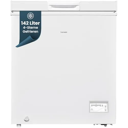 homeX FT1125-W Gefriertruhe 142L - Tiefkühler mit 142L Nutzinhalt und Super-Frost-Funktion für schnelles Einfrieren. Ideal für Haushalte bis 4 Personen und vielseitig einsetzbar.