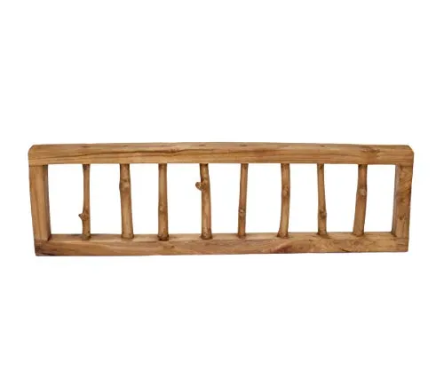 Brillibrum Design Äste mit Haken – Handgefertigte Teakholz Kleiderhaken - Einzigartige Garderobenleiste aus massivem Teakholz mit 8 individuellen Haken. Ideal für stilvolles Aufhängen von Jacken und Hüten. Maße: 80 x 22 x 8 cm – jedes Stück ein Unikat!