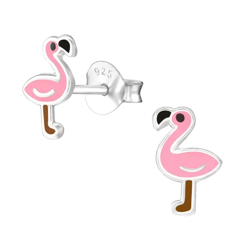 Flamingo Ohrringe aus 925 Silber für Mädchen Damen Kinder