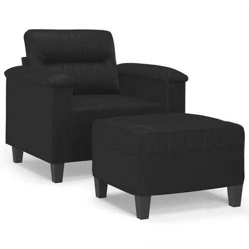 vidaXL Sessel mit Hocker Schwarz 60 cm Kunstleder - Hocker und Sessel in einem: Robustes Design aus schmutzabweisendem Kunstleder, ideal zum Entspannen und als Blickfang in jedem Raum.