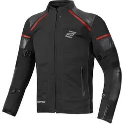 Bogotto Blizzard-X Motorrad Textiljacke - Wasserdicht & Stylisch in Schwarz-Rot, Größe M - Motorradjacke aus robuster Polyester mit Rindsleder an Schultern und Ärmeln, fixiertem Netz-Innenfutter und wasserdichter Membrane für optimalen Schutz und Komfort.