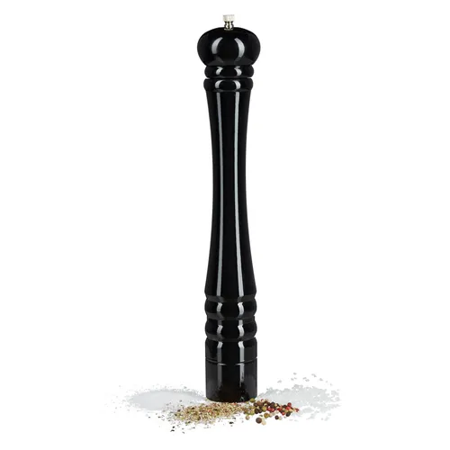 relaxdays Pfeffermühle Holz, Schwarz Silber - Stilvoller Küchenhelfer - Küchenhelfer mit elegantem Design, aus hochwertigem Holz; ideal für frischen Pfeffer und verleiht jedem Gericht das besondere Etwas.