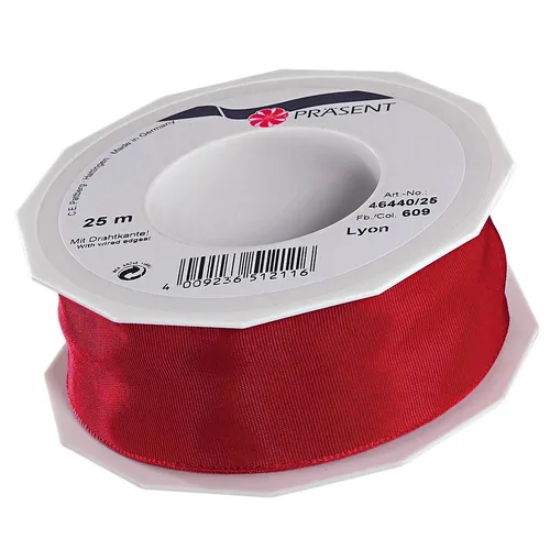 Produktbild PRÄSENT Geschenkband LYON glänzend rot 40,0 mm x 25,0 m