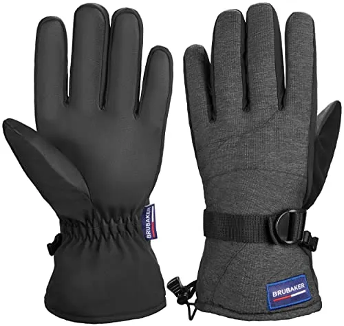 BRUBAKER Winterhandschuhe Wasserdicht und Winddicht - Herren und Damen Handschuhe für kalte Tage - Extra Warme Thermo Skihandschuhe für Ski Snowboard Winter und Schnee - Anthrazit Größe M/L