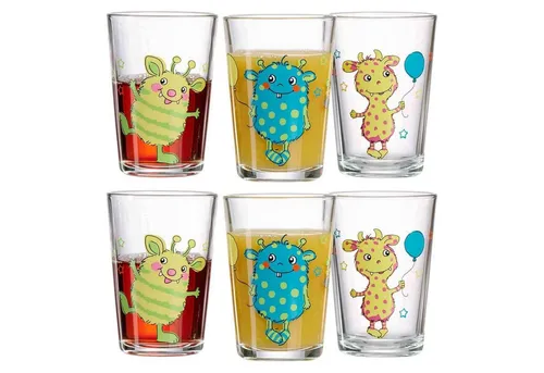 Ritzenhoff & Breker Kinderbecher Monsterchen 6er Set, 205 ml - Niedliches 6-teiliges Set mit Monsterchen-Design. Diese robusten Trinkgläser bringen Spaß und Freude beim Essen und Trinken. Ideal für den täglichen Gebrauch und spülmaschinengeeignet.