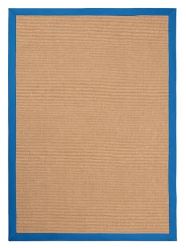 carpetfine Sisalteppich Blau 140x200 cm - Teppich für Wohn- und Schlafzimmer, pflegeleicht und strapazierfähig dank 80% Jute und 20% Baumwolle, ideal für Fußbodenheizung und schafft eine behagliche Atmosphäre.