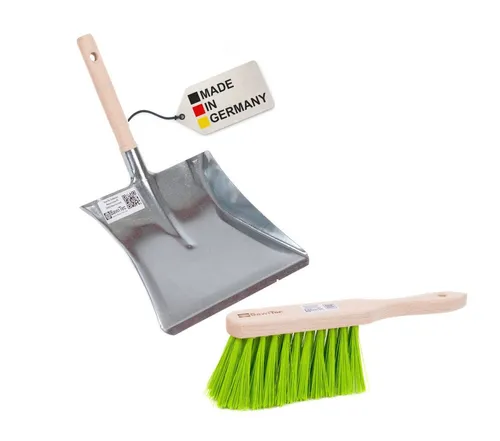 BawiTec Kehrgarnitur Kehrgarnitur Kehrset Handfeger Kehrschaufel Kehrblech Handwerker Set, Aussenbereich, Garten, Werkstatt, Innenbereich, 2-teiliges Set