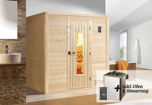 Weka Premium Massivholzsauna Bergen 7,5 kW OS MT Gr.1
