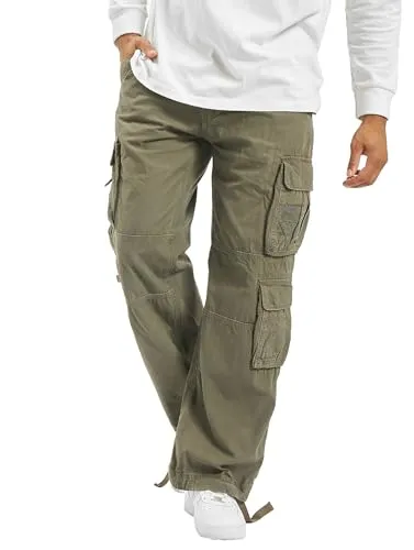 Brandit Pure Vintage Pants - Olive, Größe S - Wanderhosen mit authentischem Used-Look, weitenverstellbarem Beinsaum und 4 praktischen Cargotaschen für optimale Funktionalität.