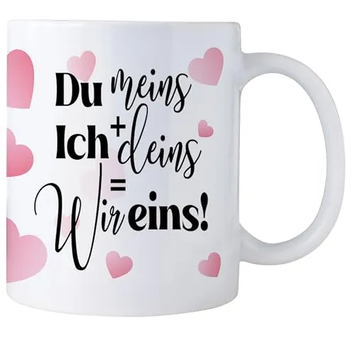 Du meins ich deins wir eins Tasse Valentinstag Kaffeetasse Kaffeebecher Geschenkidee zum Valentinstag Valentinstagsgeschenk Geschenk für Sie/Ihn Geschenk