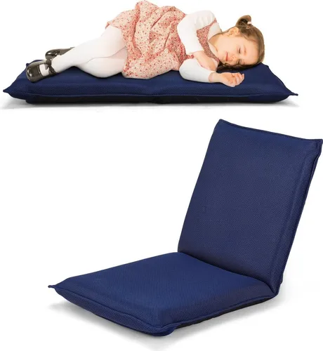 Bodenstuhl Bodensessel Bodensofa verstellbarer Gaming-Stuhl bequeme Rückenlehne Marineblau