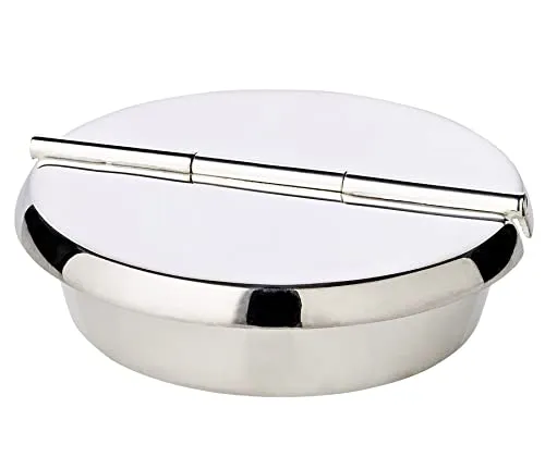 EDZARD Klapp-Aschenbecher Ashburn, schwerversilbert, Ø 10 cm - Aschenbecher für drinnen und draußen, handgefertigt und wetterfest. Ideal für Zigaretten und Zigarren, mit robustem Deckel gegen Wind und Wetter.