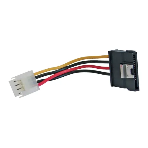 6cm Inline Strom Adapter 15 pol SATA Stecker mit Lasche an Floppy Strombuchse