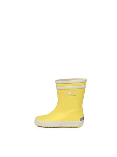 Aigle Unisex Baby FLAC 2 Gummistiefel, Jaune New, 21 EU - Baby Stiefel für Jungen, ideal für Regenwetter, bequemes Naturkautschuk-Obermaterial und leicht anziehbar dank doppeltem weißen Band.