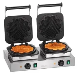 Bartscher Waffeleisen 2HW211 370191 - Waffeleisen für herzförmige Waffeln, mit gusseisernen Backplatten für optimale Wärmeverteilung und robustem Design, ideal für Gastronomie und Zuhause.