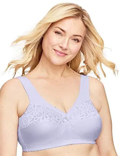 Glamorise Damen 1001 Full Coverage Bra - Flieder, 110G - Funktionsunterwäsche mit MAGICLIFT-TECHNOLOGIE für ultimativen Halt ohne Bügel. Superweiche Baumwolle und breite, gepolsterte Träger sorgen für maximalen Komfort.