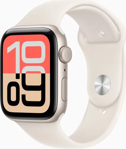 Produktbild Apple Watch SE 3 44 mm Polarstern Aluminium mit Sportarmband S/M
