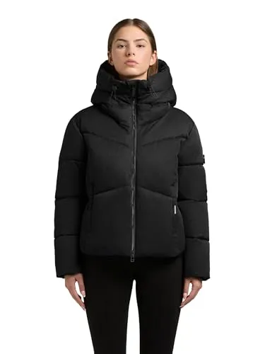 khujo Damen kurze Winterjacke warme Steppjacke mit großer Kapuze Milly Black Gr. M