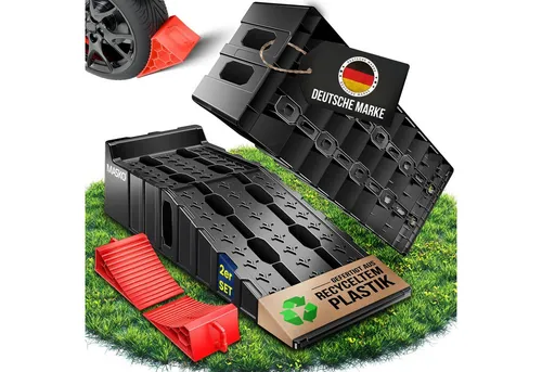 MASKO Auffahrrampe 2er Set, bis 7 t Traglast - Auffahrrampen mit Überfahrschutz, ideal für sicheres Anheben von Fahrzeugen bis 7 t, perfekt für Werkstätten und Heimwerker.