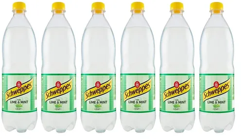6x Schweppes Lime & Mint Kohlensäurehaltiges Getränk mit Limettensaft PET 1Lt