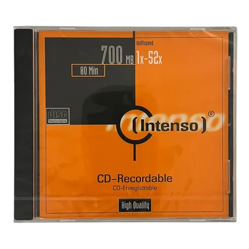 Intenso CD-R Rohling 700MB 80min - Beschreibbar und Schnell - CD-R Rohling mit 700 MB Kapazität, maximale Schreibgeschwindigkeit von 52x, ideal für Musik, Daten und Backup. Perfekt für kreative Projekte und Archivierung.