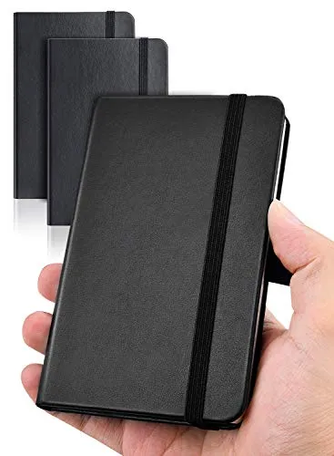 Stück Notizbuch A6 kleine Pocket Notizbuch 9 x 14 cm, Exekutive Hardcover Insgesamt 320 Seiten Dickes Papier Mit Innentaschen Mini Notizbücher (Schwarz) 2