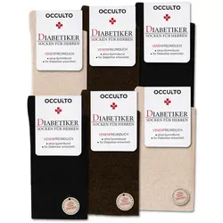 OCCULTO Basicsocken Socken Herren ohne Naht ohne Gummibund 6er Pack (Modell: Oliver) (6-Paar) braun 47-50