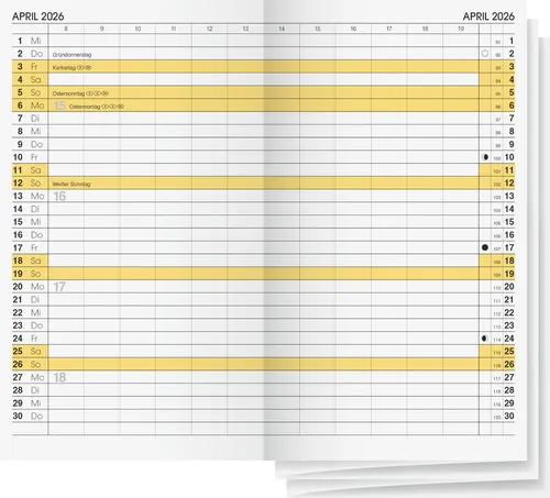 Brunnen Ersatzkalender Faltkalender 1M 2S 9x15 2026 von BRUNNEN
