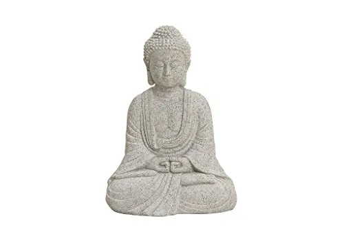 Buddha-Figur sitzend, 13cm in Grau | Deko-Artikel für Wohnung, Haus & Garten | Buddha-Skulptur, Wohnaccessoire ideal als Geschenk | Buddha-Statue Feng Shui Dekoration | Garten-Figur