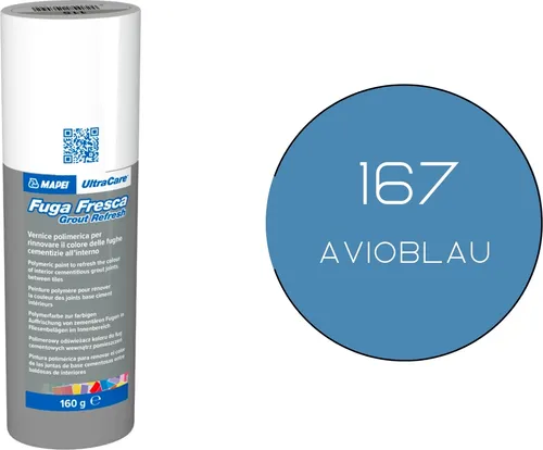 MAPEI Ultracare FUGA FRESCA 167 blau AVIO Polymerlack zur Renovierung der Farbe der Betonfugen, Grout Refresh Flasche 160 g.