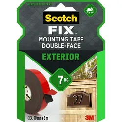 Scotch Montageband Fix Außenmontageband, 5m x 19mm, stark, doppelseitig, weiß, wasserdicht