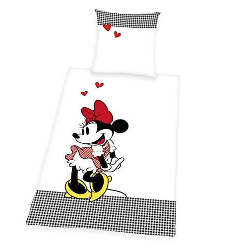 Herding Bettwäsche- Set Disney's Minnie Mouse, Kopfkissenbezug 80x80cm, Bettbezug 135x200cm, Renforcé, mit Qualitäts- Reißverschluss
