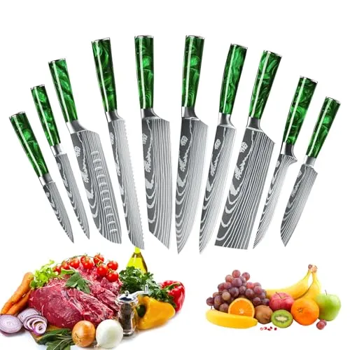 MDHAND Küchenmesser Set,10-teiliges Messerset,scharfes Messerset aus rostfreiem Stahl mit ergonomischem Griff,Perfektes Messerset Geschenkset für Profiköche und Anfänger