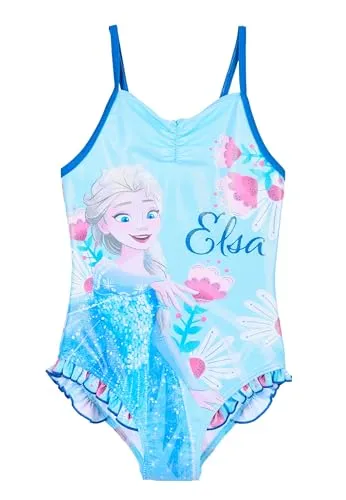 Disney Frozen - Die Eiskönigin Badeanzug Mädchen | kleine Geschenke für Kinder | ELSA Bademode | Einteiler | Urlaub Must-Haves | Bikini | Schwimmen (DE/NL/SE/PL, Numerisch, 116, Regular, Blau)
