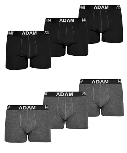 ADAM Boxershorts Herren 6 Pack Herren-Boxershorts 100% Baumwolle