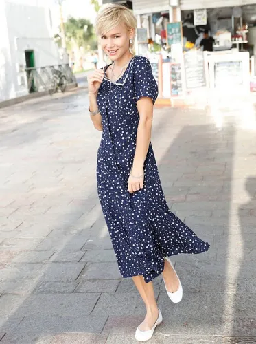 Witt Etuikleid Kleid Kurzarm aus Crêpe, mit Bindeband im Rücken
