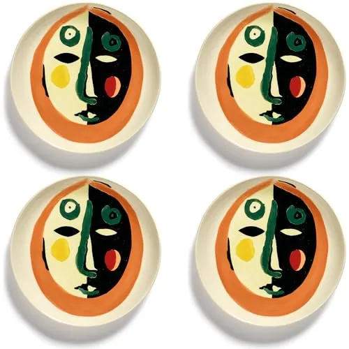 Serax Ottolenghi Frühstücksteller, Festgeschirr von Ottolenghi, 4 Dessertteller, Steingut-Geschirr-Set in verschiedenen Farben, luxuriöses Geschirr für Abendessen zu Hause, Party, Küchensets