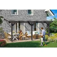 Terrassenüberdachung SKAN HOLZ Bormio 541 x 300 cm - Markisen & Terrassenüberdachungen, stilvolle anthrazitfarbene Holzüberdachung für optimalen Wetterschutz und erweiterte Nutzung Ihrer Terrasse.