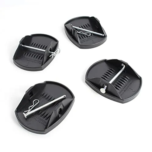 XPOtool 4X Stützplatten 180 x 145 mm mit Metallstift für Kurbelstütze von Wohnwagen, Wohnmobil, Caravan und Anhänger, Kurbelstützenplatten