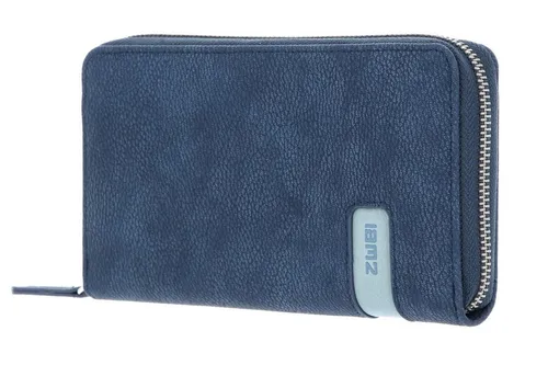 zwei Mademoiselle Wallet Damengeldbörse 19 cm - Nubuk-blue, 15 Kartenfächer und sicherer Reißverschluss für optimale Organisation und Stil