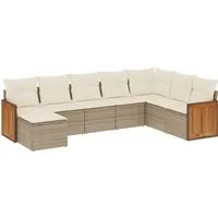 vidaXL 8-tlg. Garten-Sofagarnitur mit Kissen Beige Poly Rattan - Gartenmöbel mit modularer Flexibilität, bequem gepolstert und pflegeleicht aus langlebigem PE-Rattan – ideal für entspannte Stunden im Freien.