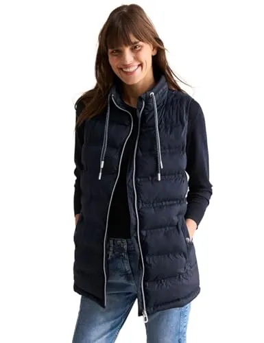 CECIL Damen B220256 Gefütterte Weste, Dark Navy Blue, S von CECIL
