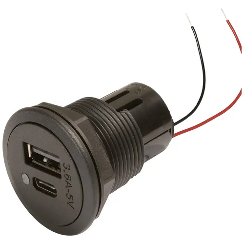 ProCar Power USB-C/A Doppelsteckdose 12 oder 24 V/DC - Praktische Doppelsteckdose für 12V/24V DC, ideal zum Laden und Betreiben von USB-Geräten unterwegs.