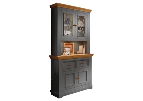 Lebenswert Buffet WZ-0133 (BxHxT: 109x214x42 cm) aus Kiefer massiv in grau mit 2 Schubladen und 4 Türen