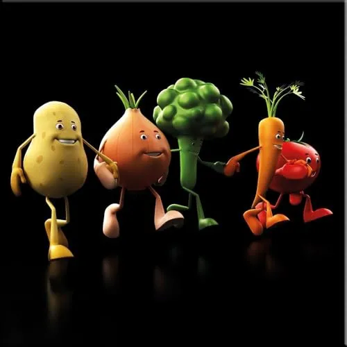 artissimo Glasbild 30x30cm - Lustiges Gemüse für die Küche - Bilder für die Küche, modernes Glasbild mit buntem, lustigem Gemüse-Motiv, ideal für eine fröhliche Atmosphäre in Ihrem Zuhause.