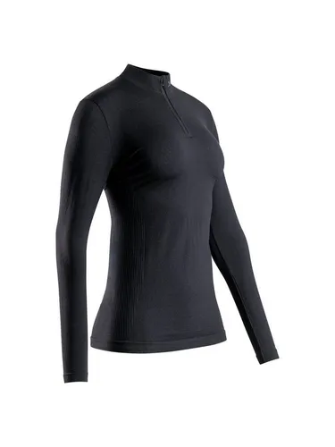 X-Bionic Women's Mightywool Shirt L/S - Merinounterwäsche Gr L schwarz - Funktionsunterwäsche für Damen, sportliches Merinoshirt in Schwarz, ideal für Ski und Snowboard, mit hervorragendem Stretch für optimale Bewegungsfreiheit.